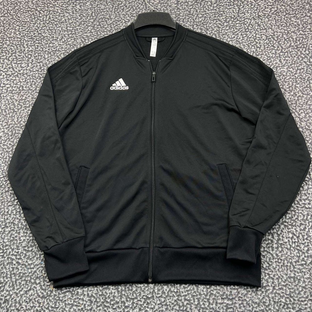 Adidas Track Jacket Men Large Black Full Zip Long Sleeve Athletic Gym Workout L